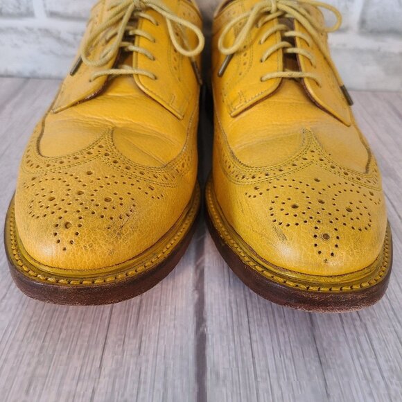 Florsheim Duckie Brown Leather Rockabilly Wingtip Oxford Yellow Retro10.5 D HTF - Picture 7 of 11